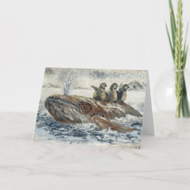 Whale Riders Whimsical Whale and Penguin Ocean Kort