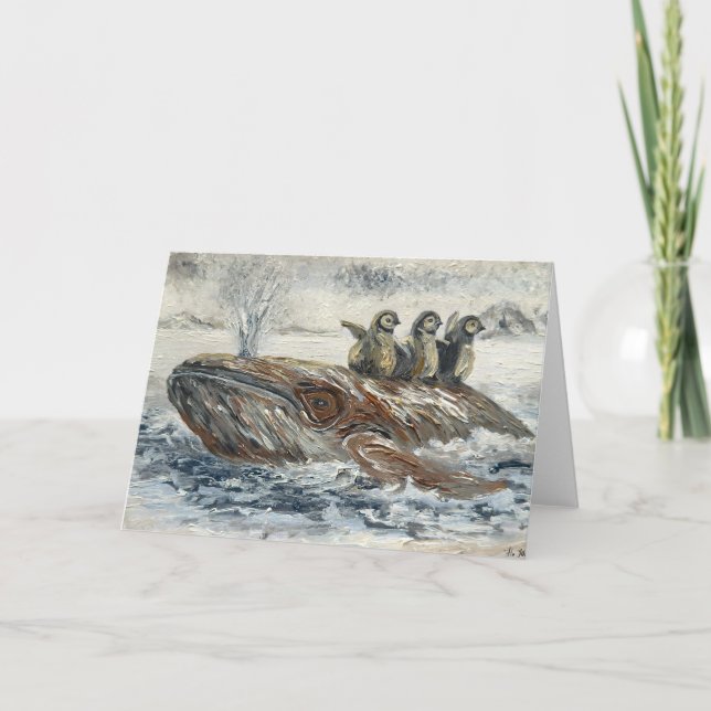 Whale Riders Whimsical Whale and Penguin Ocean Kort (Framsida)