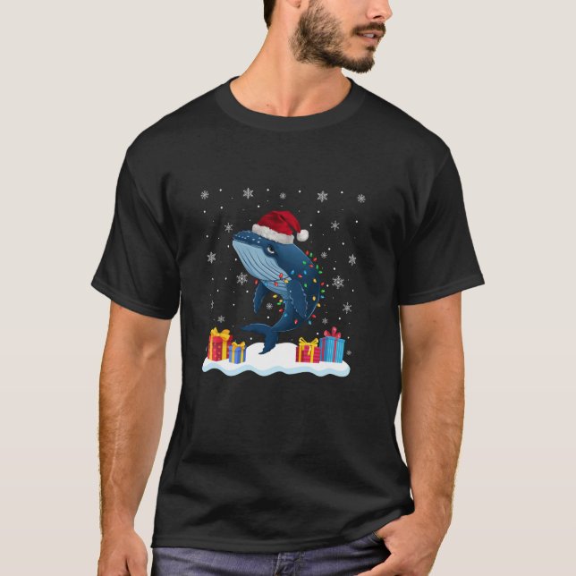 Whale Santa Julgran Light Julafton Pajama T Shirt (Framsida)