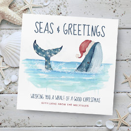 Whale Santa Sea Nautiny Jul Julkort