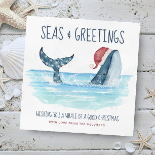 Whale Santa Sea Nautiny Jul Julkort