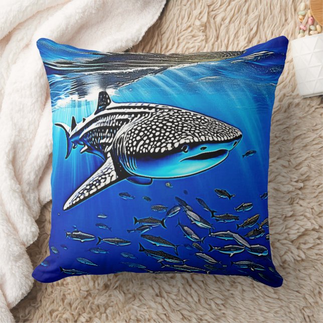 Whale Shark Majesty Design Kudde (Filt)