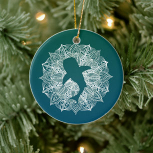Whale Shark Mandala Circle Turcos Julgransprydnad Keramik