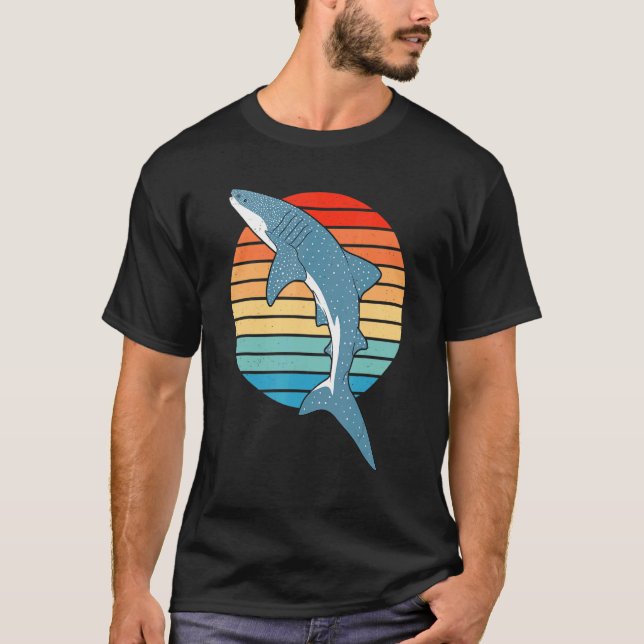 Whale Shark Retro Sunset T Shirt (Framsida)