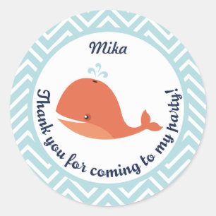 Whale Simma Summer Party Tack Sticker Runt Klistermärke