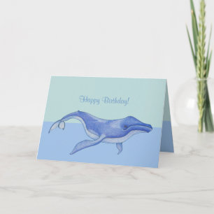Whale solo Birthday Card Kort
