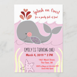 Whale Stänk om inbjudan över första födelsedag