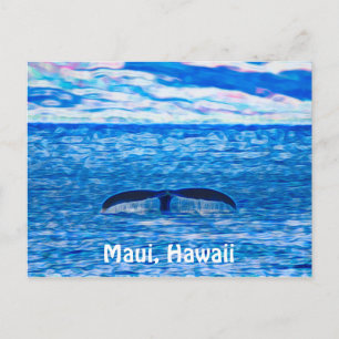 Whale Svan Fractal Blue och Rosa Vykort