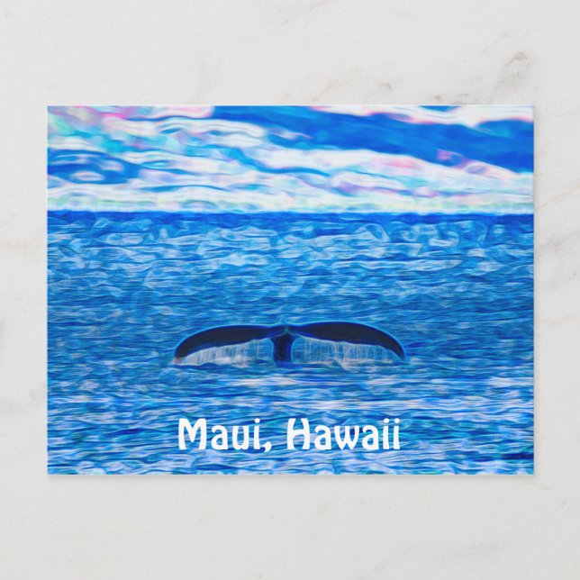 Whale Svan Fractal Blue och Rosa Vykort (Framsida)