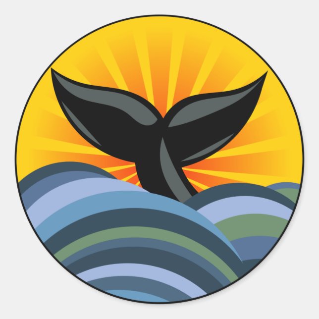 Whale Svan Runt Klistermärke (Framsida)