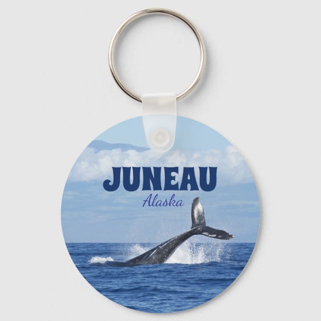 Whale Svan Scenia Juneau Alaska Keychain Gift Nyckelring (Framsida)