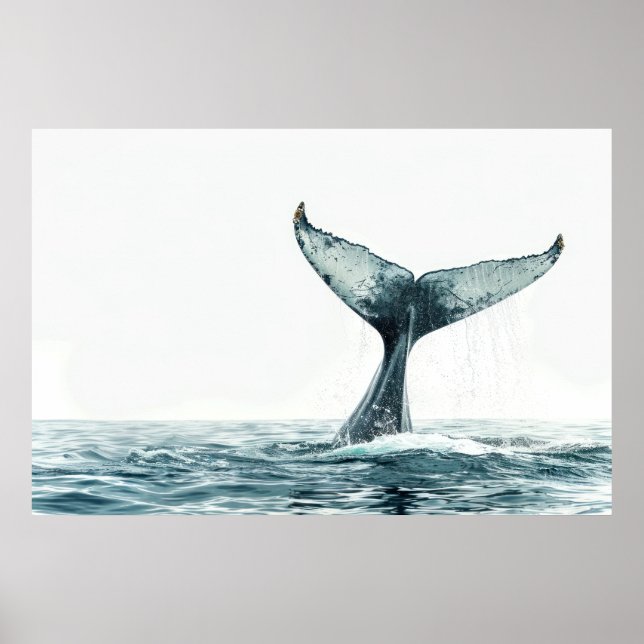 Whale svan som kommer ut ur havet poster (Framsidan)