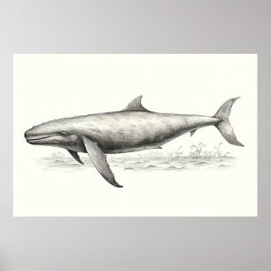 Whale teckning poster