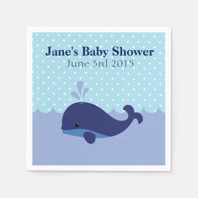Whale Theter Boy Shower Napkins Pappersservett (Framsidan)