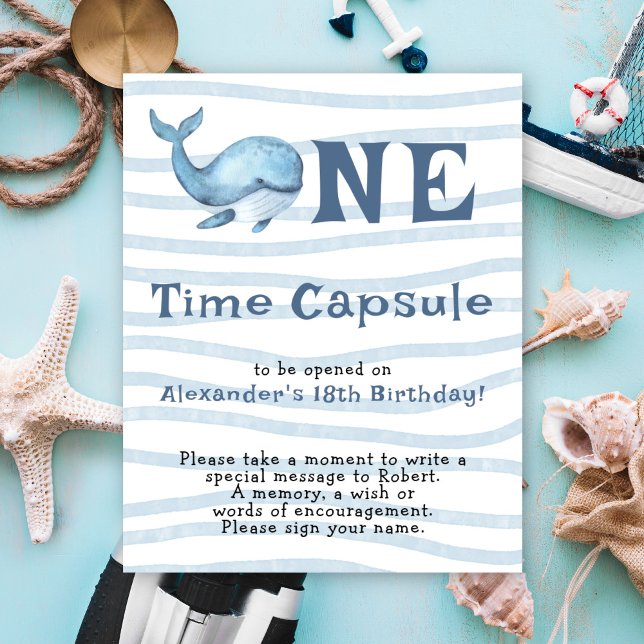 Whale Time Capsule 1st birthday Poster (Skapare uppladdad)