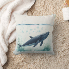 Whale Underwater White Hoodie Kudde