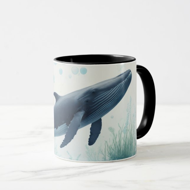 Whale Underwater White Hoodie Mugg (Framsida höger)
