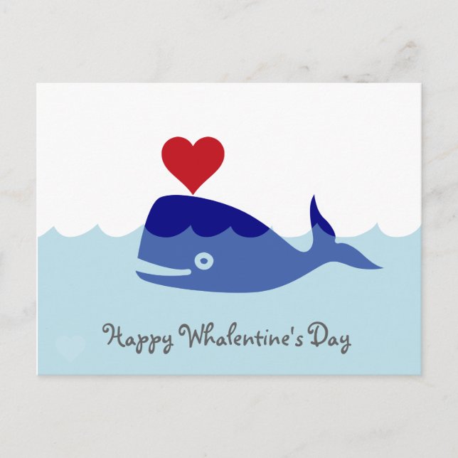 Whale Valentine's Day Postcard Helg Vykort (Framsida)