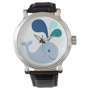 Whale Watch Vintage Leather Strap Black Armbandsur