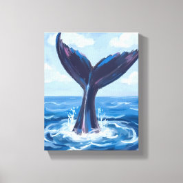 Whale Watching | Blue Ocean Watercolor Canvastryck