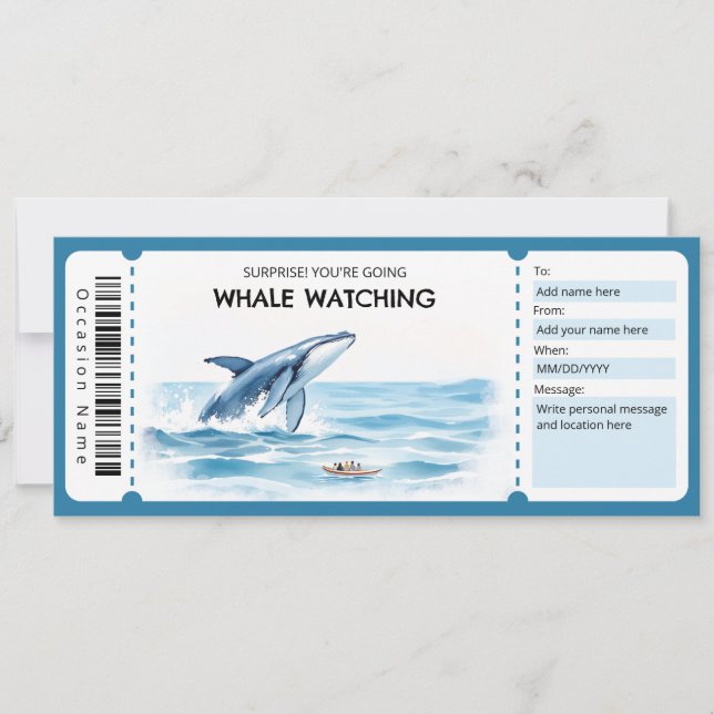 Whale Watching Gift Certificate Inbjudningar (Framsida)