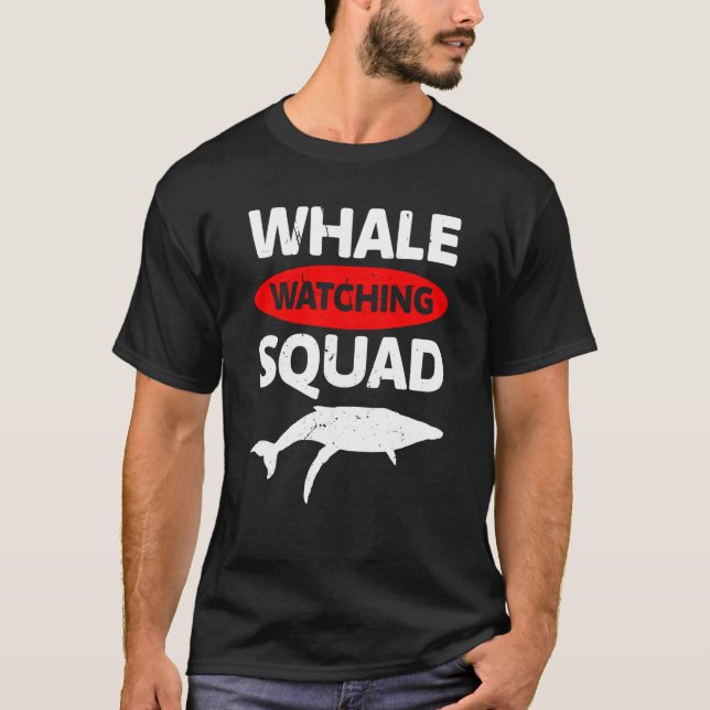 whale watching squad Whale Watching ceatacean T Shirt (Framsida)