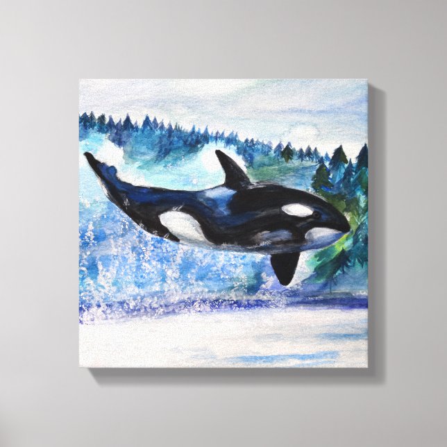 Whale Watercolor Art Canvastryck (Framsida)