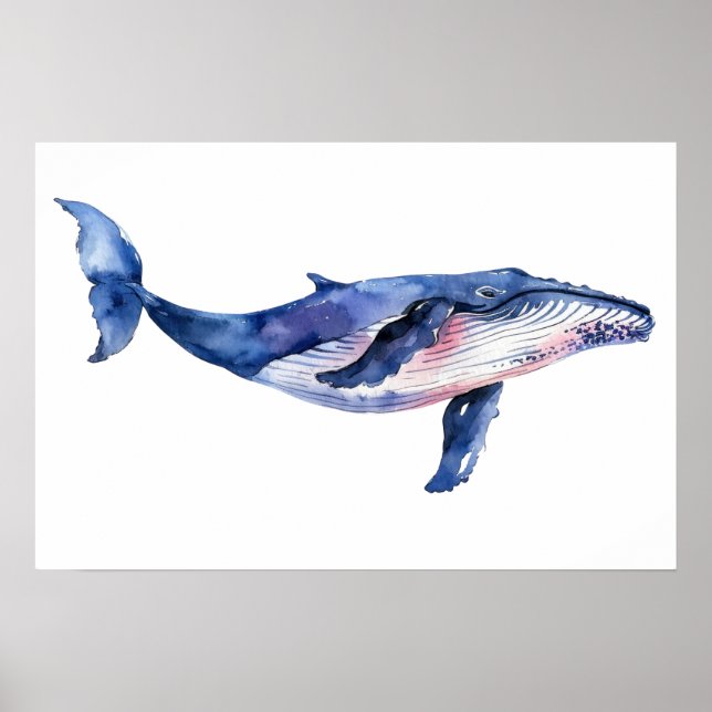 Whale Watercolor Small Poster (Framsidan)