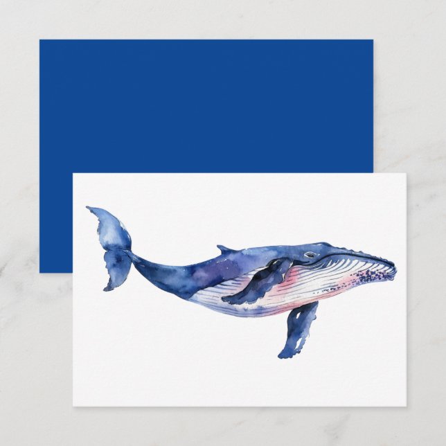 Whale Watercolor Tack Kort (Fram/baksida)