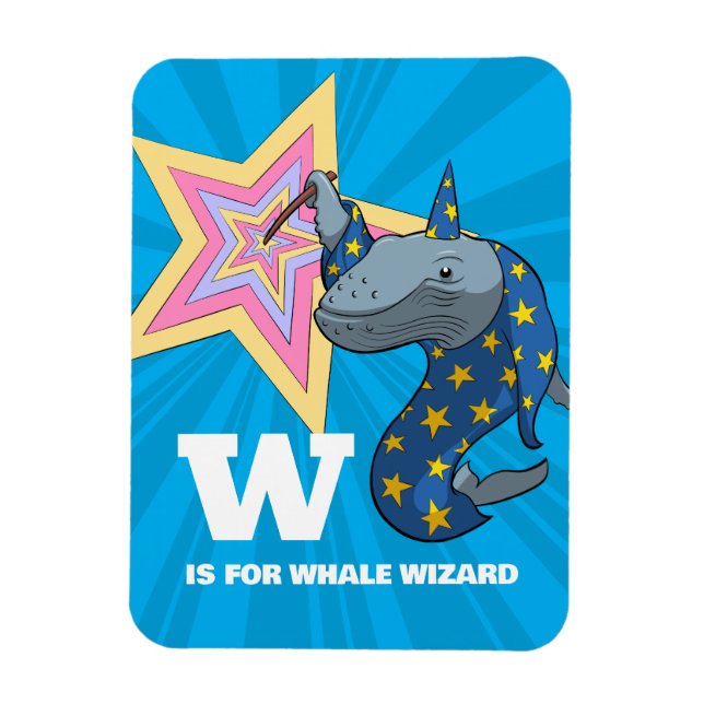 Whale Wizard Surreal Humor Alphabet Character Magnet (Vertikal)
