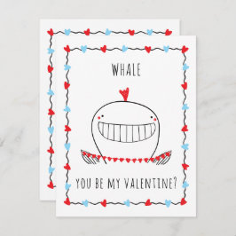 Whale You be My Valentine Funny Valentine's Day Anteckningskort