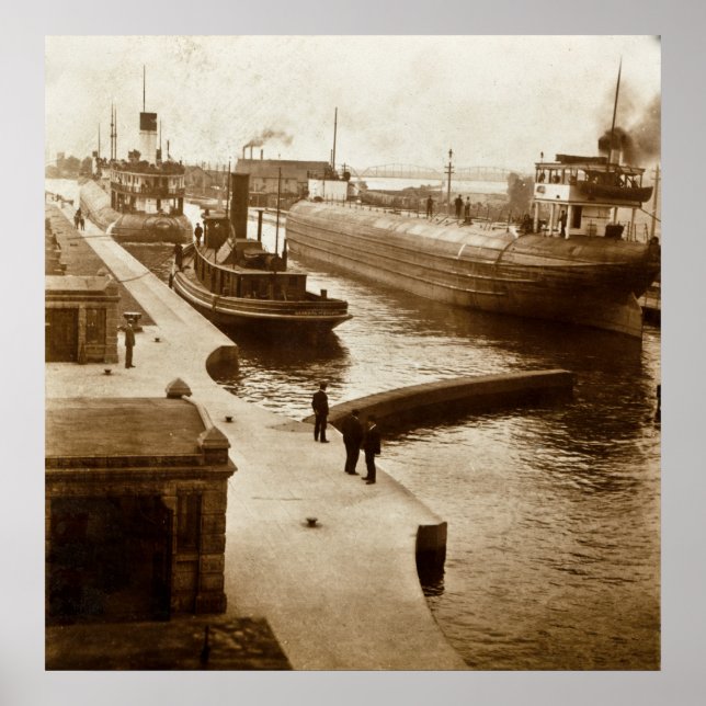 Whaleback i Soo Locks, Sault Ste. Marie, MI Poster (Framsidan)