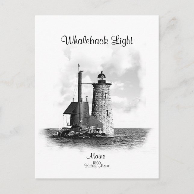 Whaleback Light - Maine Vykort (Framsida)