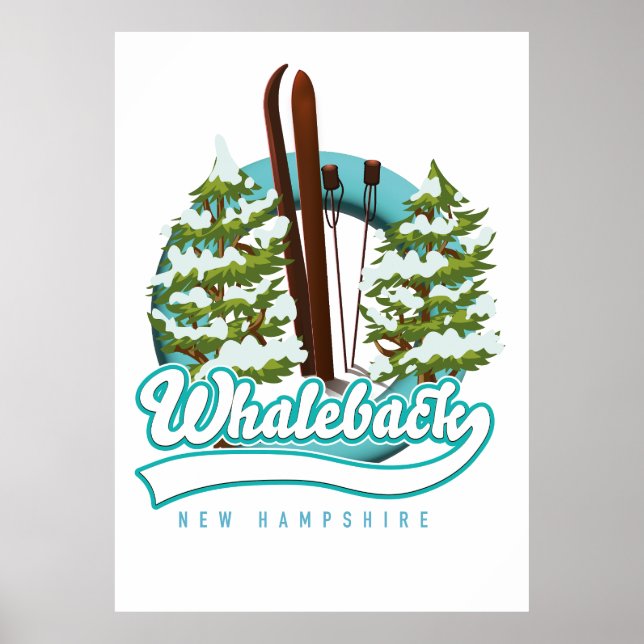 Whaleback New Hampshire retro ski logotyp Poster (Framsidan)