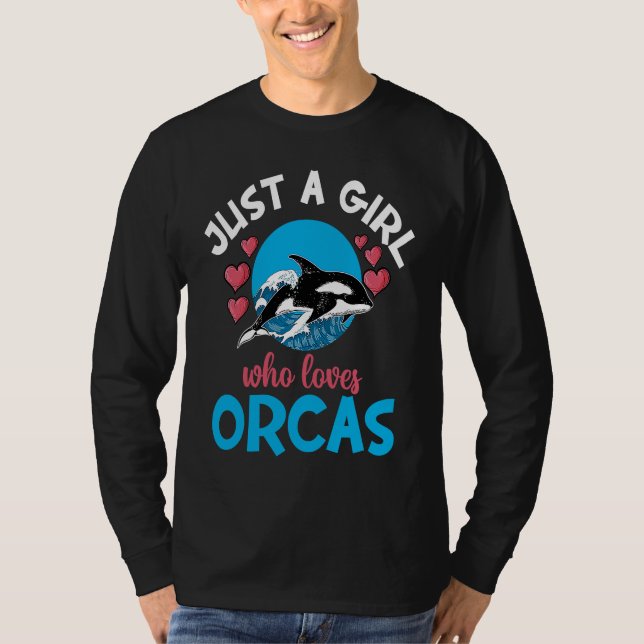 Whales Just A Girl Who Loves Orcas Orca Ocean T Shirt (Framsida)