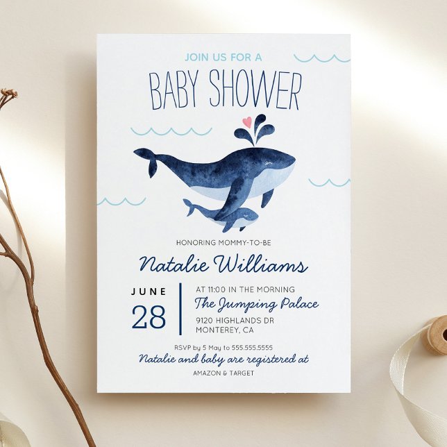 Whales Nautical under Sea Baby Shower Inbjudningar (Skapare uppladdad)