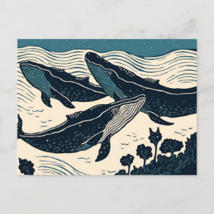 Whales Sea Ocean Nova Scotia Travel Camping Vykort