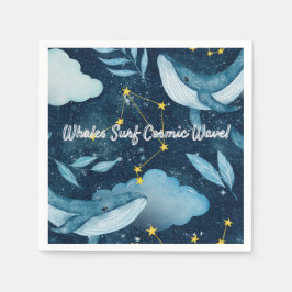 Whales Surfa Cosmic Vinkar Blue Constellation Desi Pappersservett
