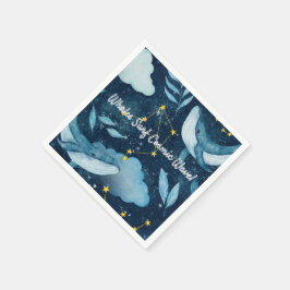 Whales Surfa Cosmic Vinkar Blue Constellation Desi Pappersservett