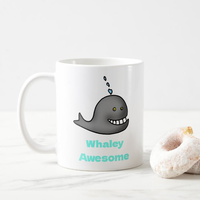 Whaley Awesome Funny Whale Pun Design Kaffemugg (Med munk)