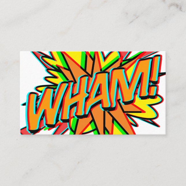 WHAM 3D-Roligt Retro Tecknad Bok Visitkort (Framsida)