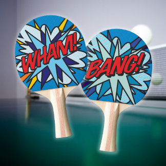WHAM BANG Roligt Retro Tecknad Bok Pop Art Pingisracket