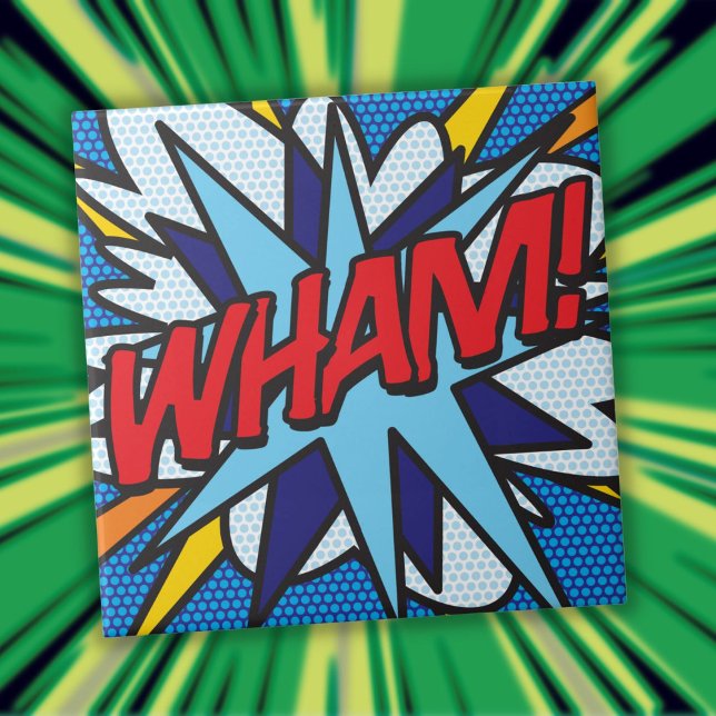 WHAM Kul Retro Serietidning Popkonst Kakelplatta (WHAM Fun Retro Comic Book Pop Art Tile)