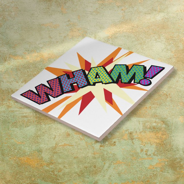 WHAM Kul Retro Serietidning Popkonst Kakelplatta (WHAM Fun Retro Comic Book Pop Art Tile)