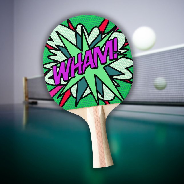 WHAM Modern Coola Roligt Tecknad Bok Pingisracket (WHAM Modern Cool Fun Comic Book Ping Pong Paddle)