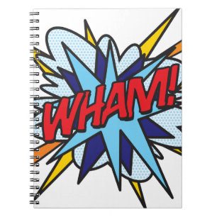 WHAM Rolig Retro Serietidning Popkonst Anteckningsbok Med Spiral