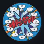 WHAM Roligt Retro Tecknad Bok-popkonst<br><div class="desc">Roligt trendig superhjälte tecknad bok-popklockor som säkert lägger till ett stänk av färg i en rad rum runt ditt hem eller kontor. Ett idealiskt sätt att behandla dig själv eller någon som du känner med den här coolan, unika konstruktorklockor för tecknad. Varför inte lägga till lite "zap pow" och "wham"...</div>