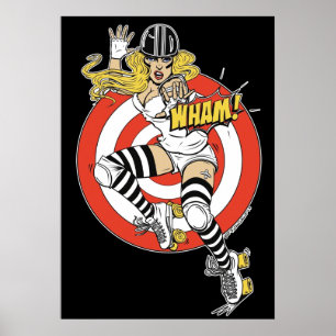 WHAM Roller Derby Tecknad pinup Poster