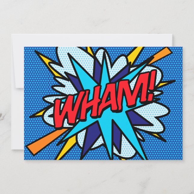 WHAM! Rollig Retro Serietidning Pop Art Inbjudningar (Framsida)