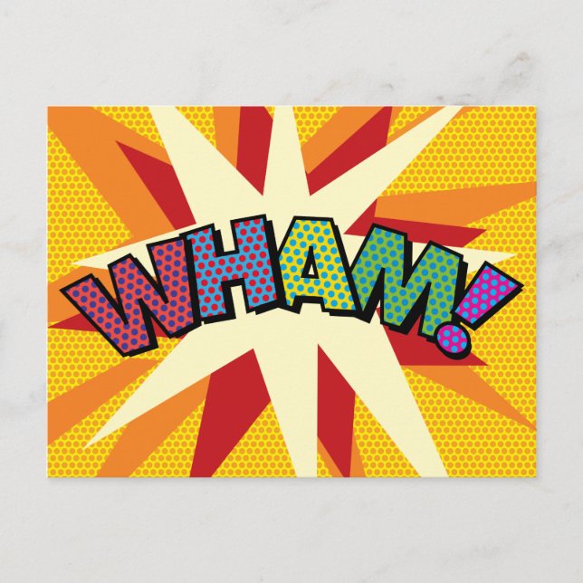 WHAM! Rollig Retro Serietidning Pop Art Meddelande Vykort (Framsida)